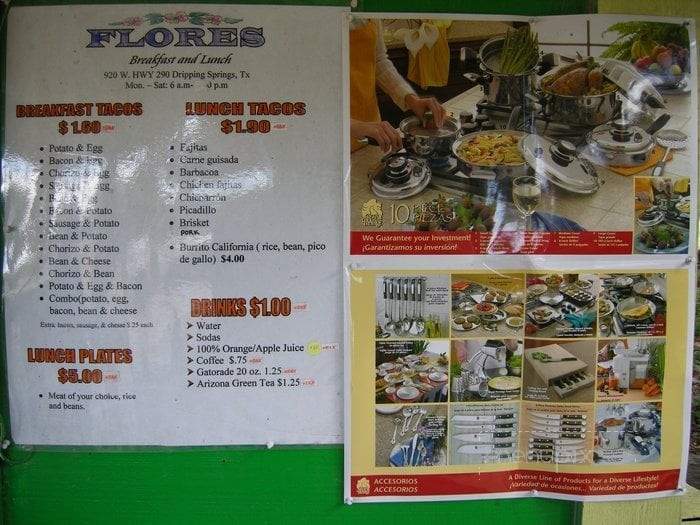 Flores #2 - Dripping Springs, TX menu_pic