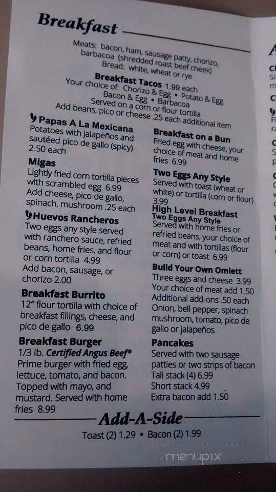 High Level Diner - Toledo, OH menu_pic