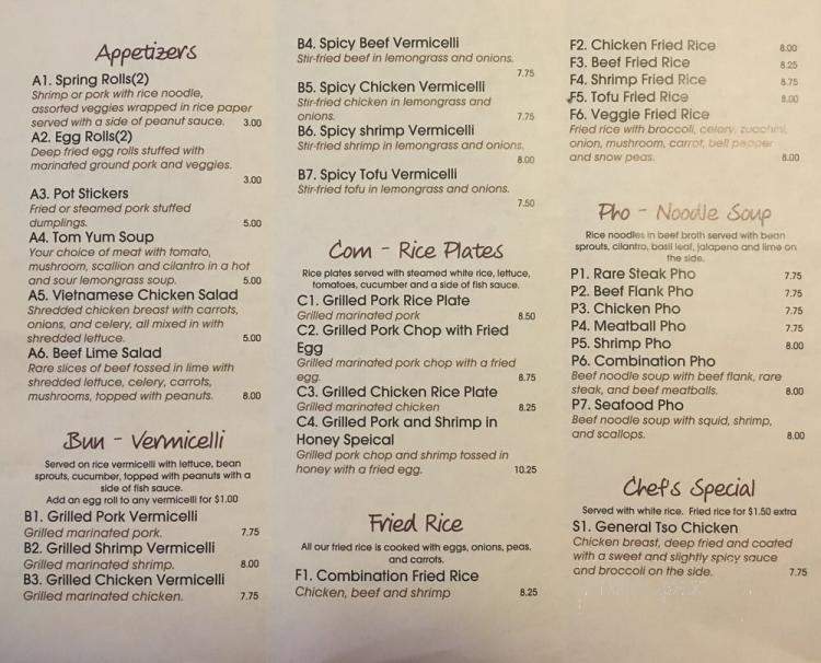 Pho Saigon South - Kingsland, TX menu_pic