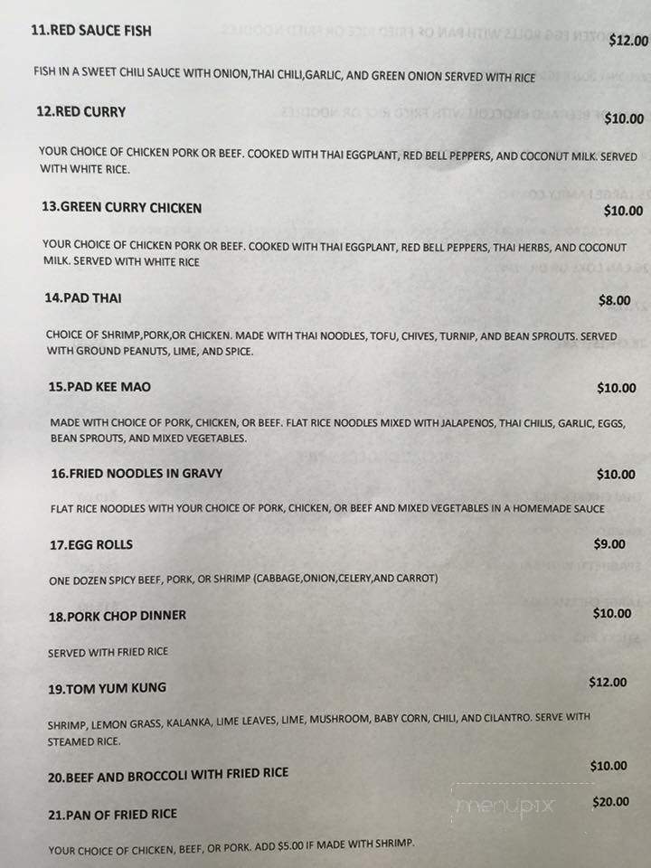 Jolene's Thai Cuisine - Brownwood, TX menu_pic