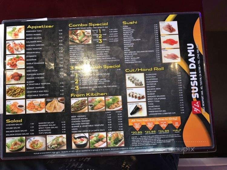 Sushi Damu - Tustin, CA menu_pic