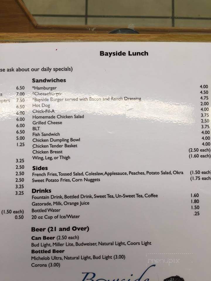 Bayside Marina & Grill - Edenton, NC menu_pic