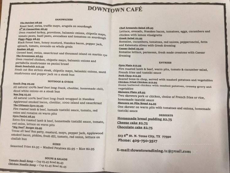 Downtown Cafe - Texas City, TX menu_pic
