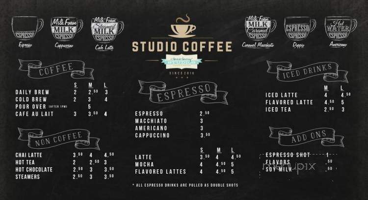 Studio Coffee - Huntersville, NC menu_pic