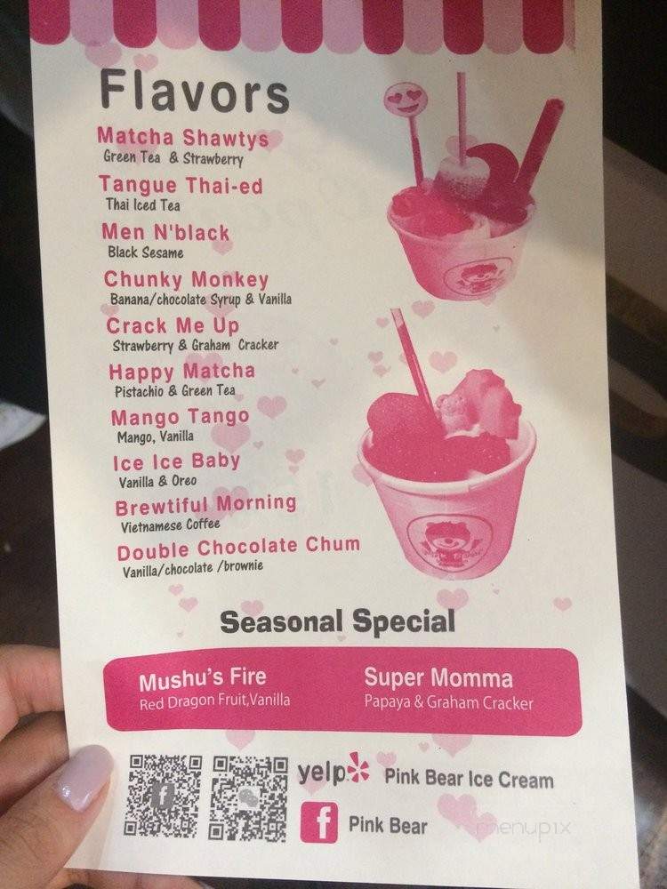Pink Bear Ice Cream - Flushing, NY menu_pic