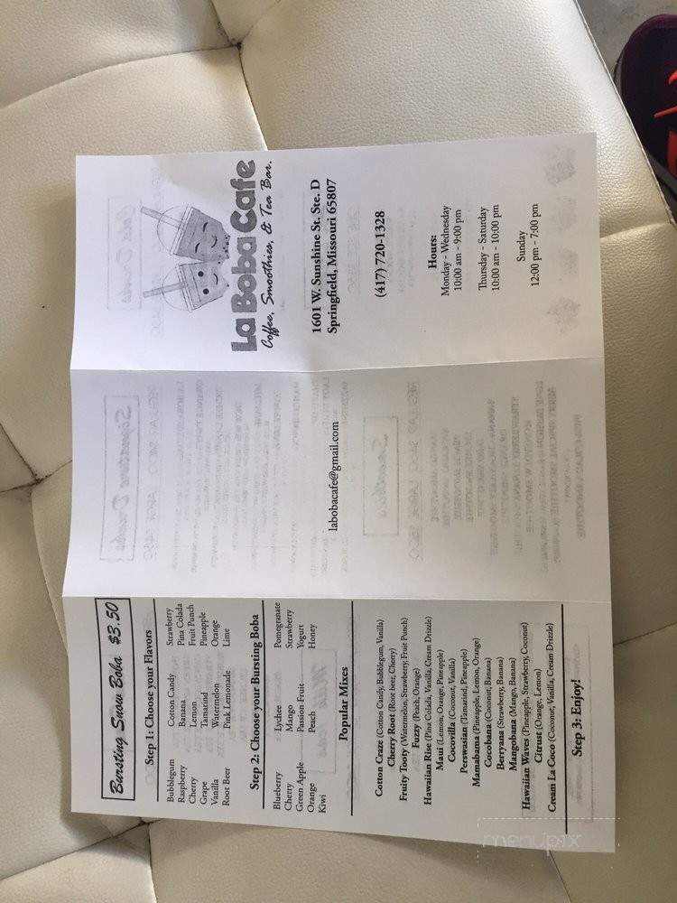 La Boba Cafe - Springfield, MO menu_pic