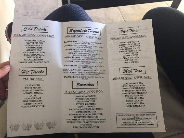 La Boba Cafe - Springfield, MO menu_pic