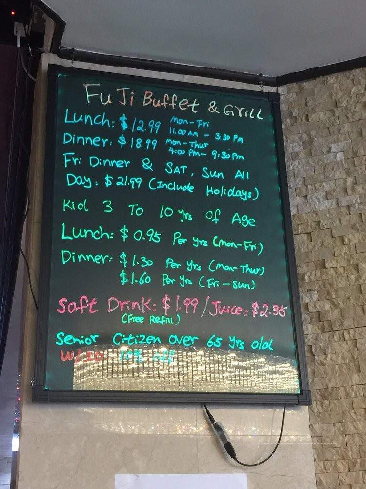 FuJi Buffet & Grill - Glendale, CA menu_pic