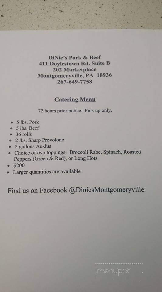 DiNic's Pork & Beef - Montgomeryville, PA menu_pic