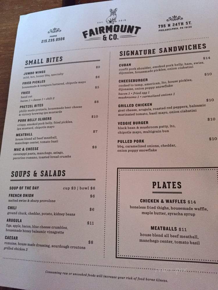 Fairmount & Co - Philadelphia, PA menu_pic