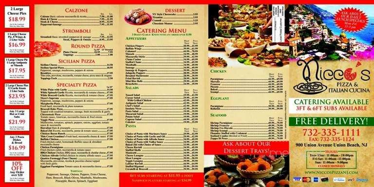 Nicco's Pizza - Union Beach, NJ menu_pic