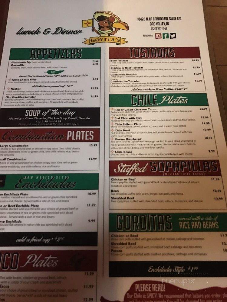 Goyita's - Oro Valley, AZ menu_pic