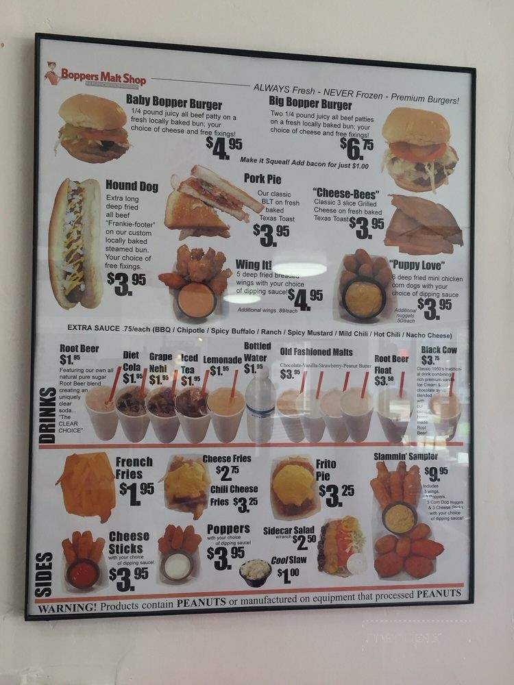 Boppers Malt Shop - Hopewell, VA menu_pic