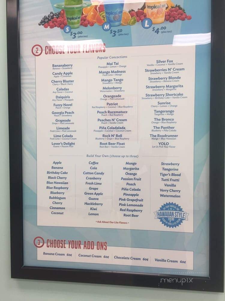 Tropical Sno Helotes - Helotes, TX menu_pic