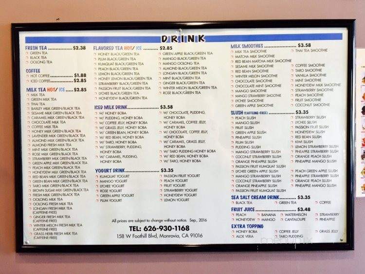 TK Cafe - Monrovia, CA menu_pic