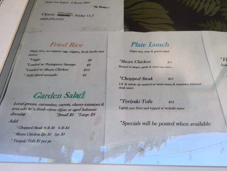 Bailey's Cafe - Haiku-Pauwela, HI menu_pic