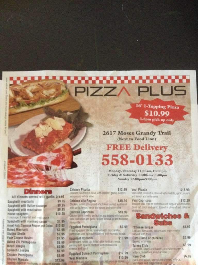 Pizza Plus - Chesapeake, VA menu_pic