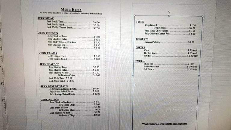 Jay Young's Jerk Spot - Chicago, IL menu_pic