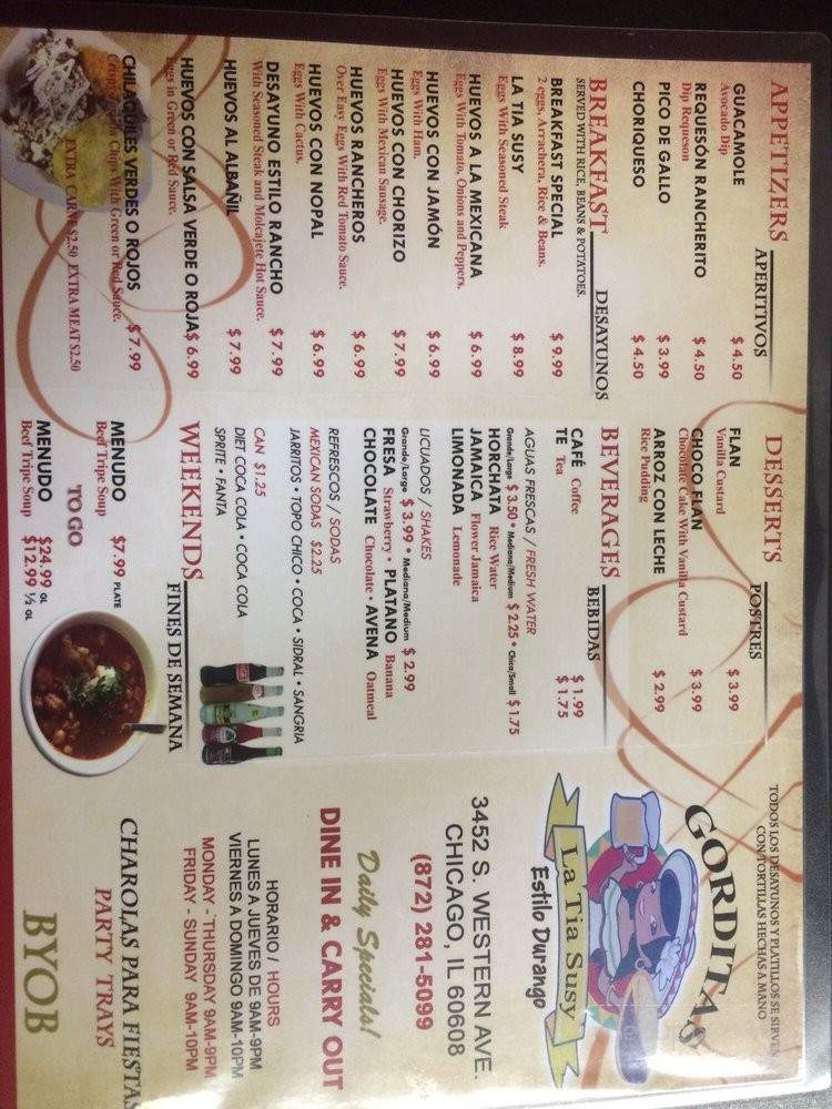 Gorditas La Tia Susy - Chicago, IL menu_pic