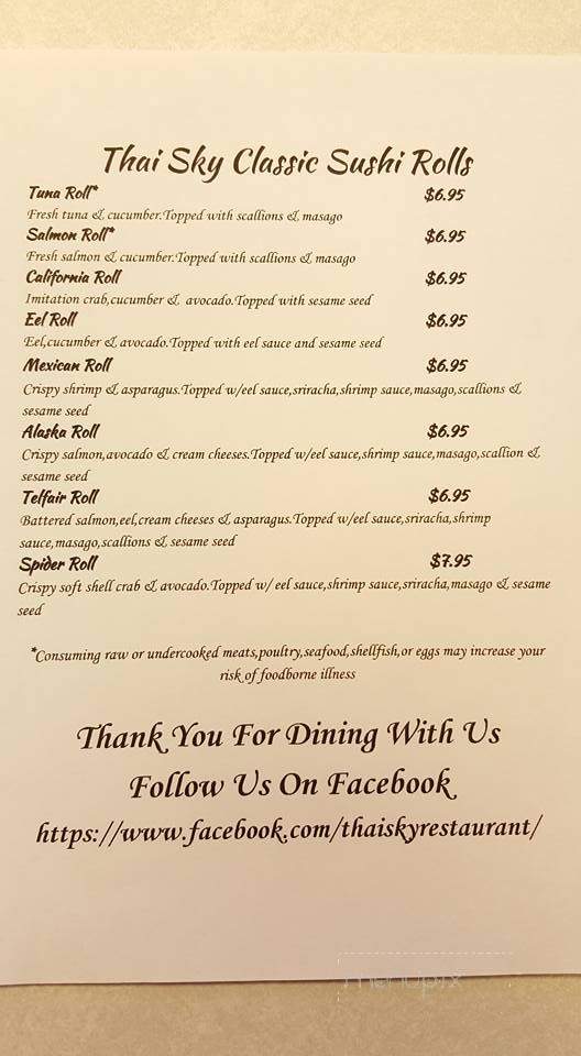 Thai Sky - Friona, TX menu_pic