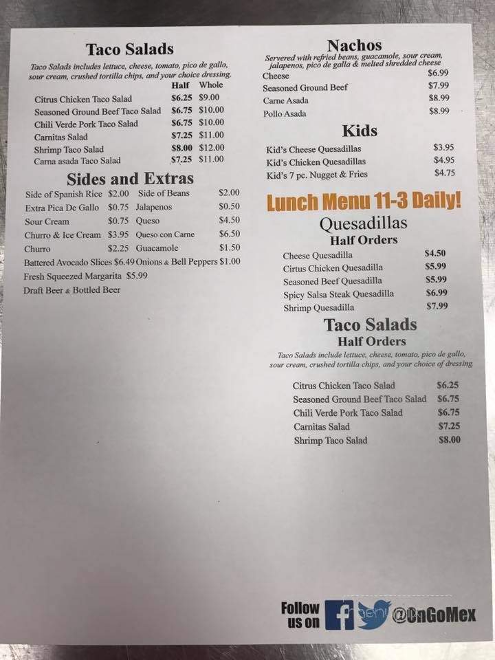 On Go Mex - Lake Charles, LA menu_pic
