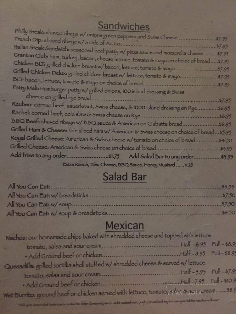 The Granton Inn - Standish, MI menu_pic