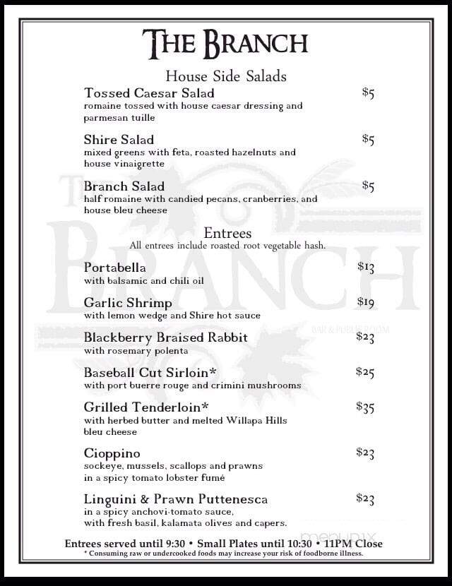 The Branch Bar & Public House - Centralia, WA menu_pic