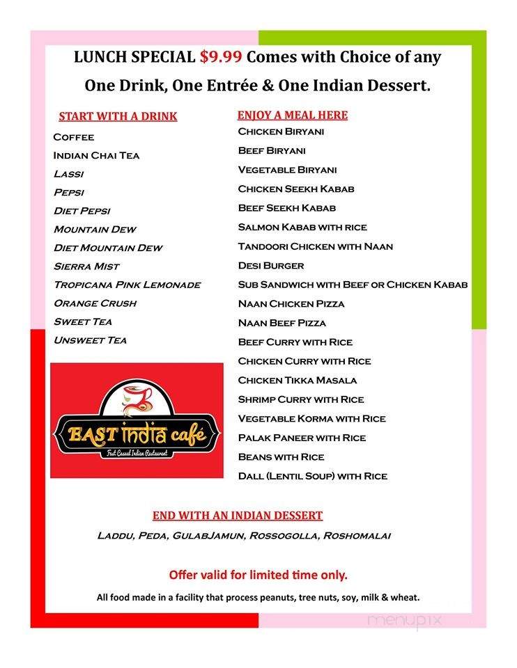 East India Cafe - Hopkinsville, KY menu_pic