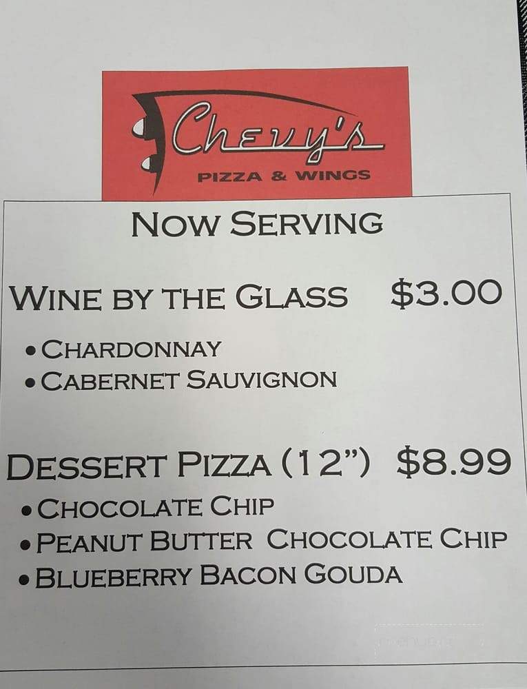 Chevy's Pizza & Wings - Powdersville, SC menu_pic