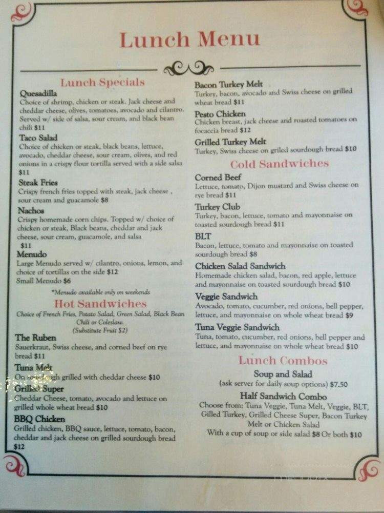 Village Grill - San Jose, CA menu_pic