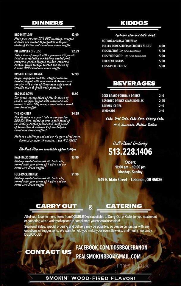 Double D's BBQ - Waynesville, OH menu_pic
