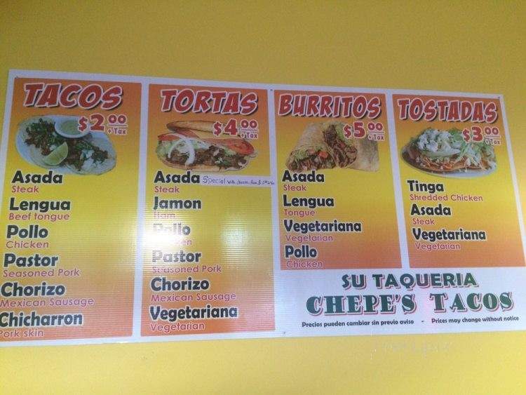 Chepe's Tacos - Chicago, IL menu_pic