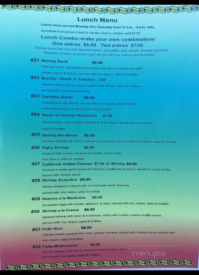 Rio Bravo - Okeechobee, FL menu_pic