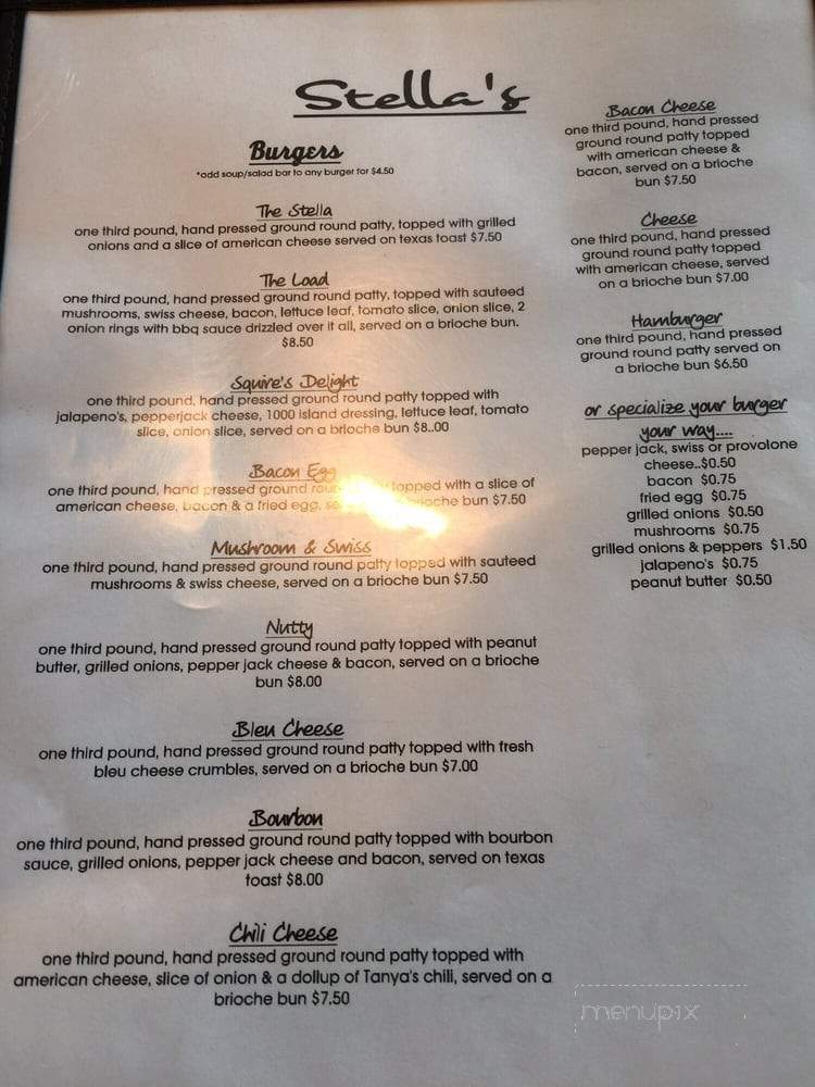 Stella's Restaurant - Burke, SD menu_pic