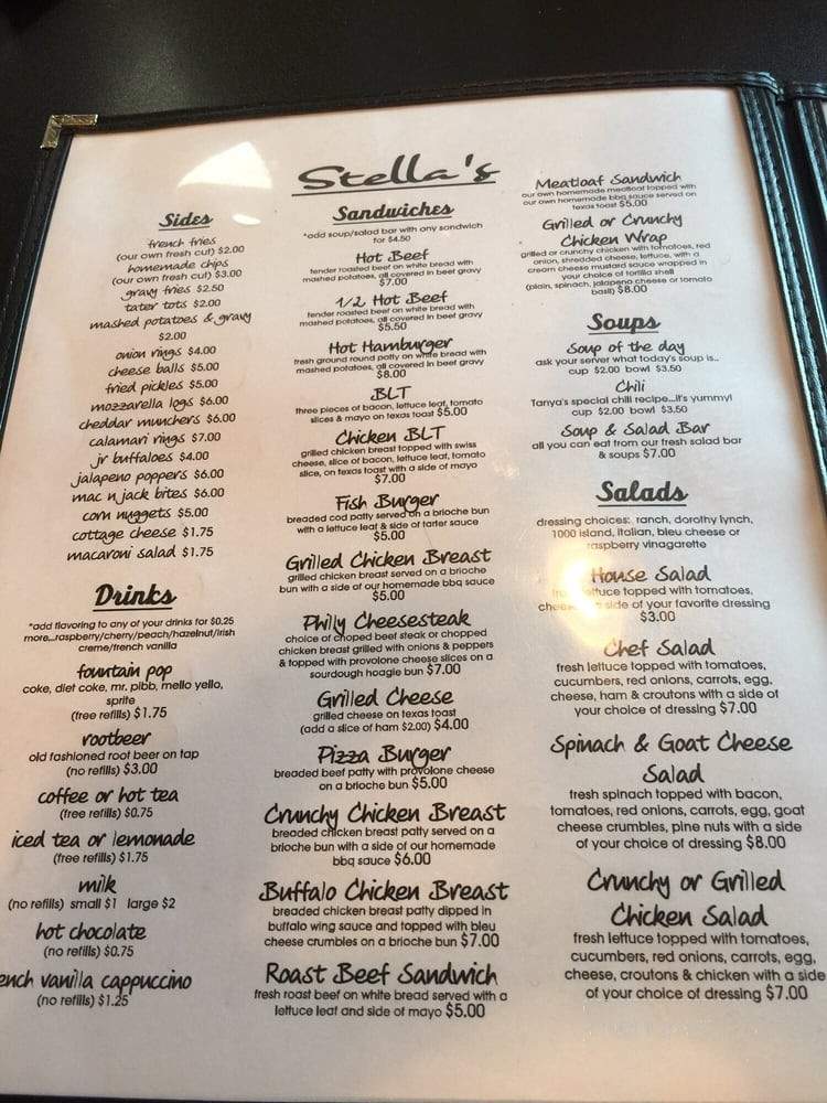 Stella's Restaurant - Burke, SD menu_pic