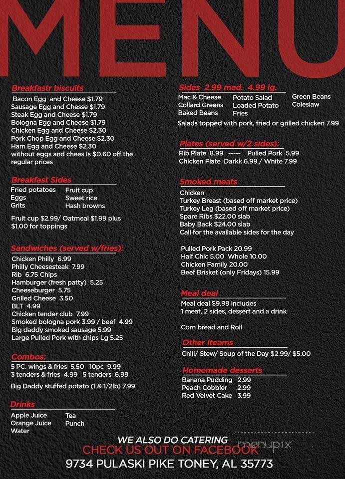 Munchies BBQ and Grille - Toney, AL menu_pic