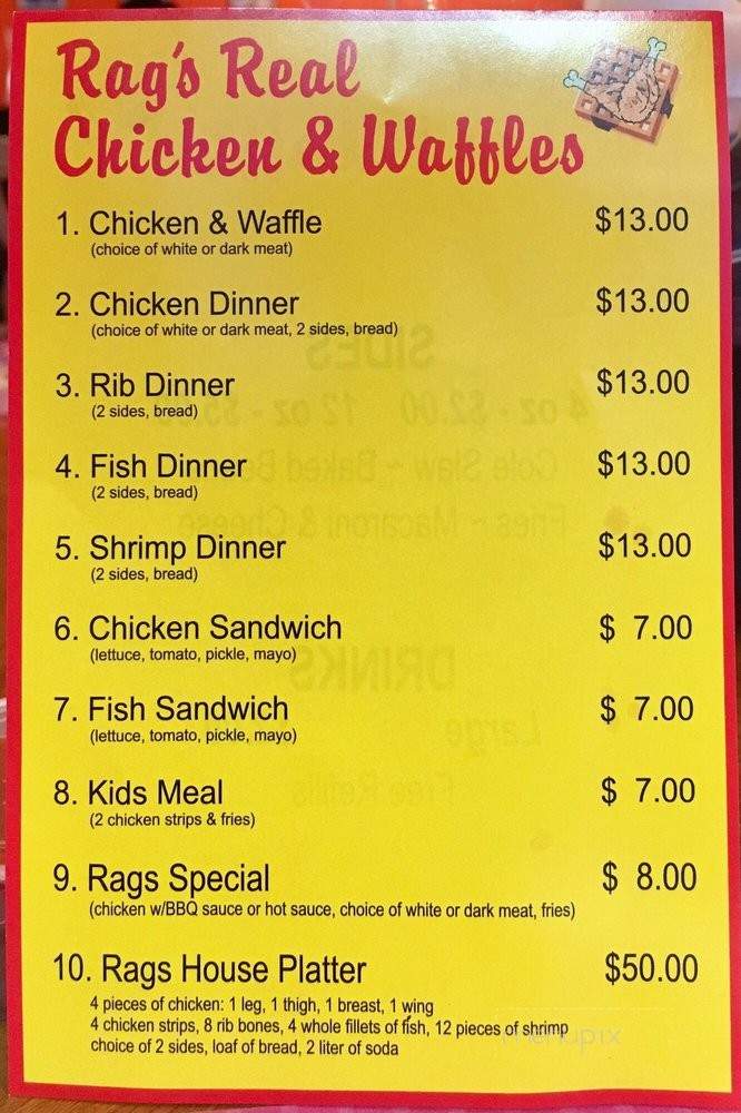 Rags Real Chicken & Waffles - Youngtown, AZ menu_pic