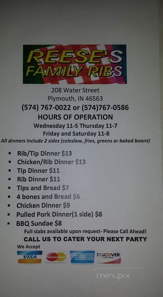 /28478510/Reeses-Family-Ribs-Plymouth-IN - Plymouth, IN