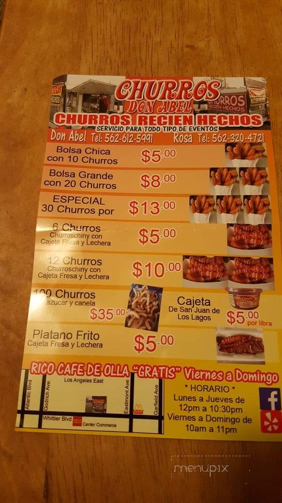 Churros Don Abel - East Los Angeles, CA menu_pic