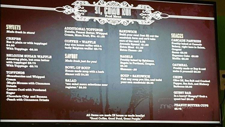 Si Como No! Coffee & Deli - Salem, OR menu_pic
