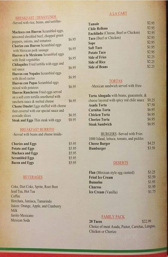 Las Palmas Mexican Food - Duarte, CA menu_pic