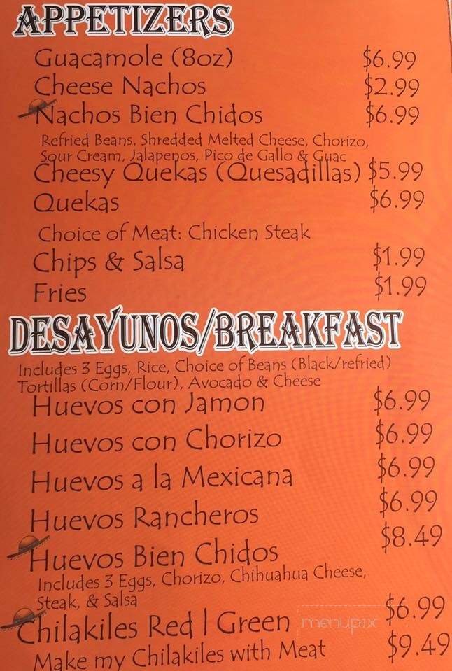 Bien Chido Mexican Grill - Plano, IL menu_pic