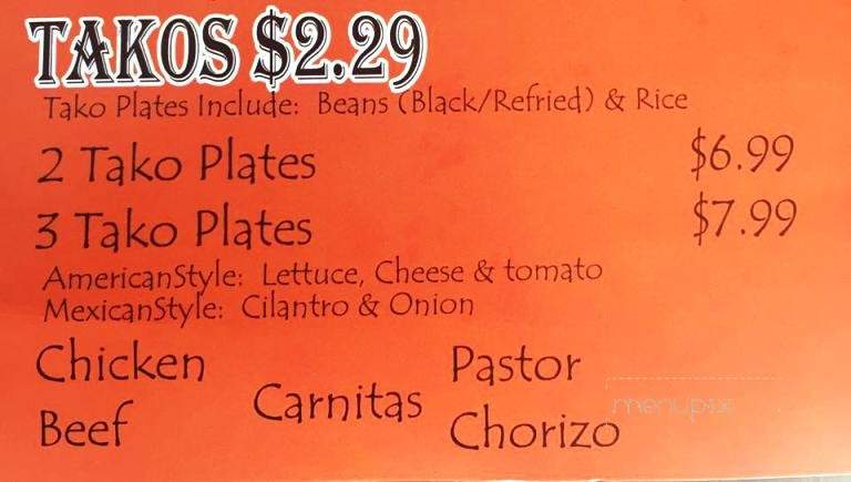 Bien Chido Mexican Grill - Plano, IL menu_pic
