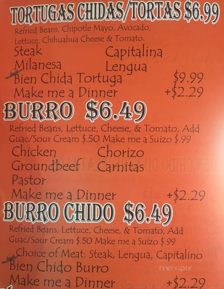 Bien Chido Mexican Grill - Plano, IL menu_pic