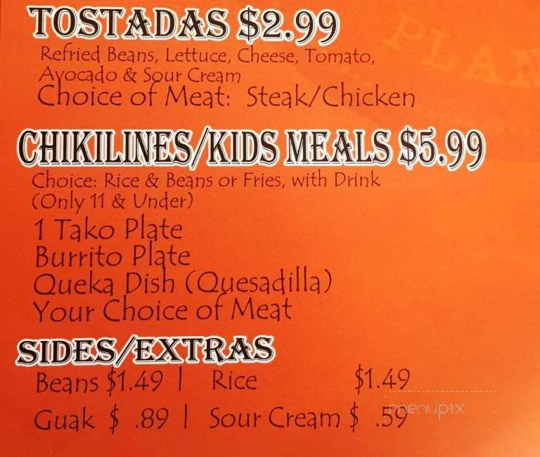 Bien Chido Mexican Grill - Plano, IL menu_pic