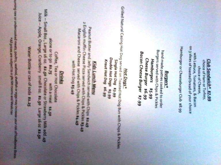 Cindy's Place - Wakefield, NH menu_pic