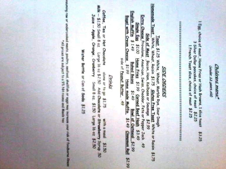 Cindy's Place - Wakefield, NH menu_pic