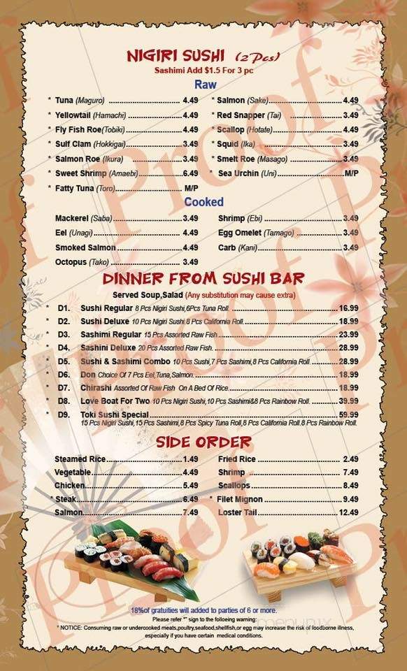 Toki Sushi & Steak House - Barnesville, GA menu_pic