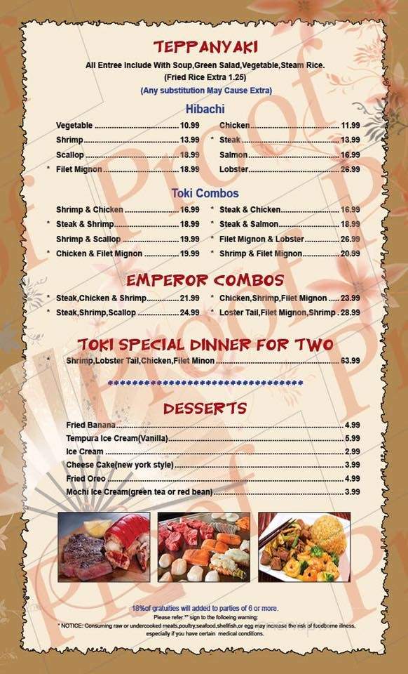 Toki Sushi & Steak House - Barnesville, GA menu_pic