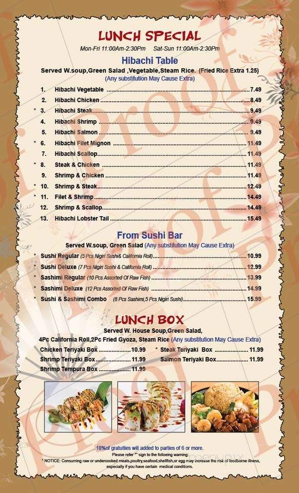 Toki Sushi & Steak House - Barnesville, GA menu_pic